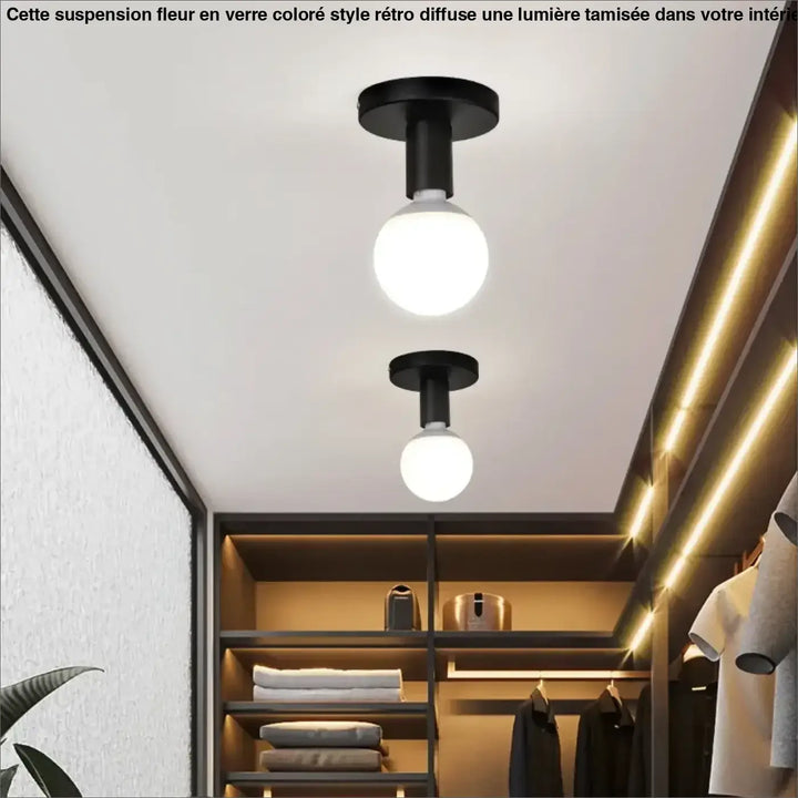 Plafonnier Minimaliste Noir À Ampoule Globe Apparente

