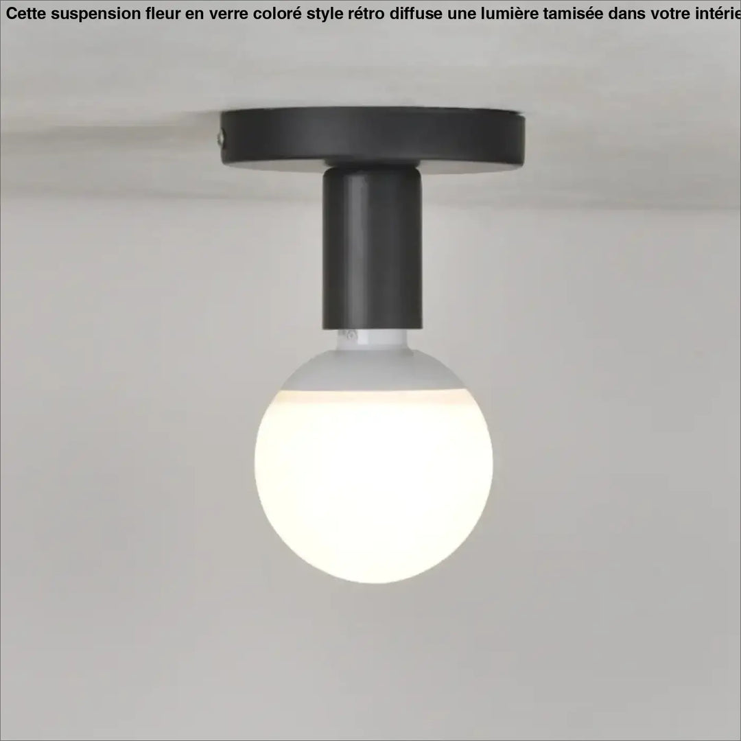 Plafonnier Minimaliste Noir À Ampoule Globe Apparente

