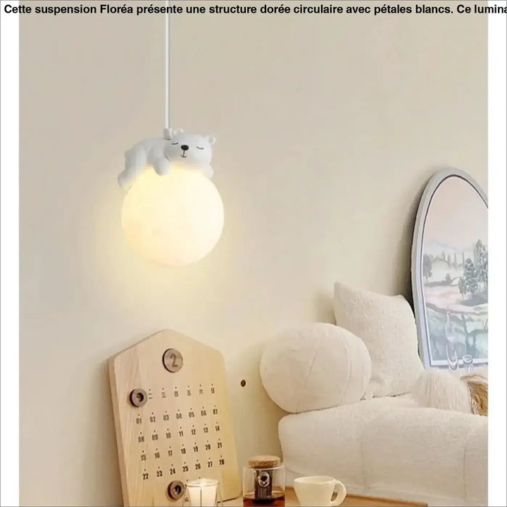 Suspension boules LED avec animaux polaires pour chambre enfant