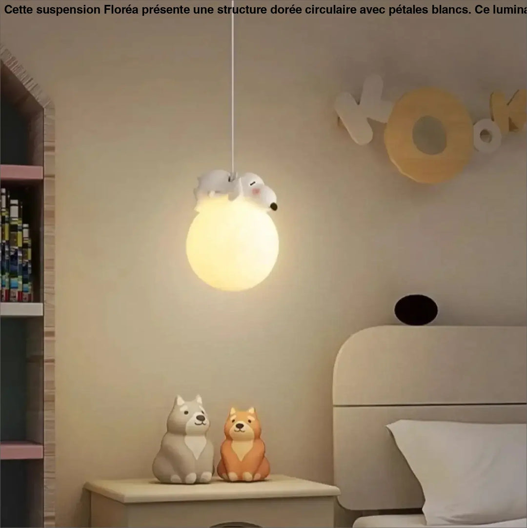 Suspension boules LED avec animaux polaires pour chambre enfant