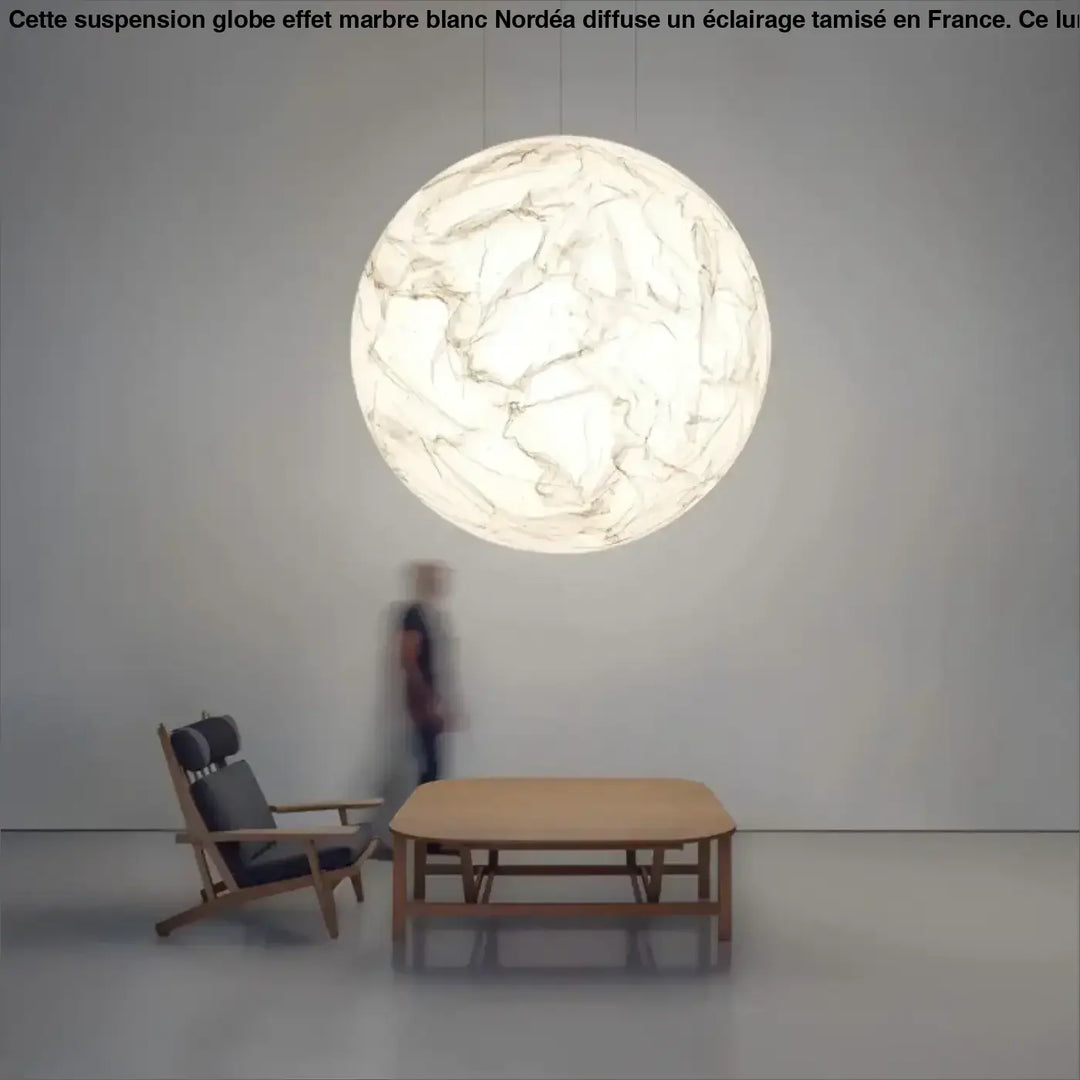 Suspension Globe Effet Marbre Blanc Design Moderne Minimaliste

