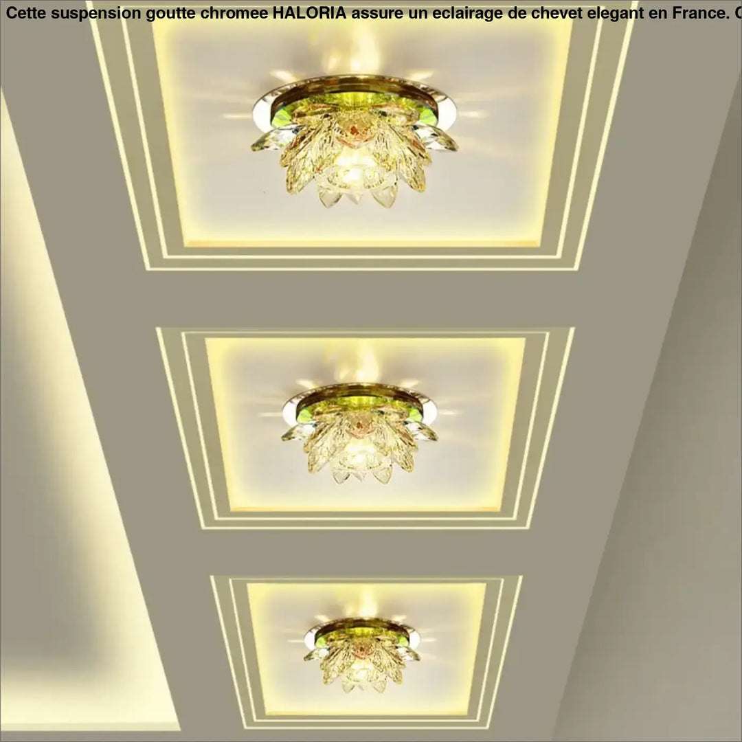 Plafonnier Rond Cristal Étincelant Pour Plafond Sculpté

