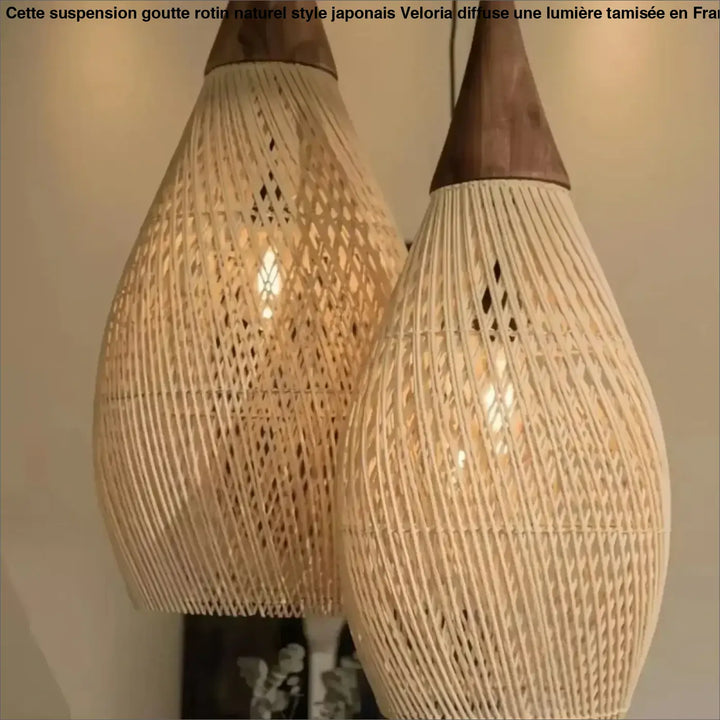 Suspension Goutte Rotin Naturel Style Japandi Bois Élégant

