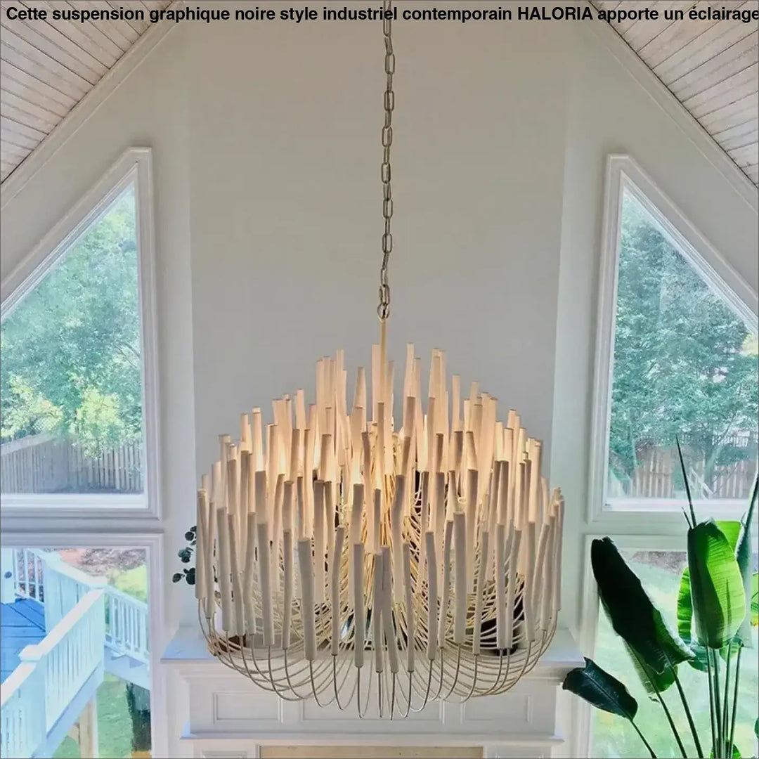Suspension Graphique Noire Style Industriel Contemporain

