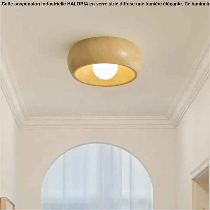 Luminaire plafonnier ceily en bois naturel rond finition bois naturel avec un éclat chaud et finition lisse