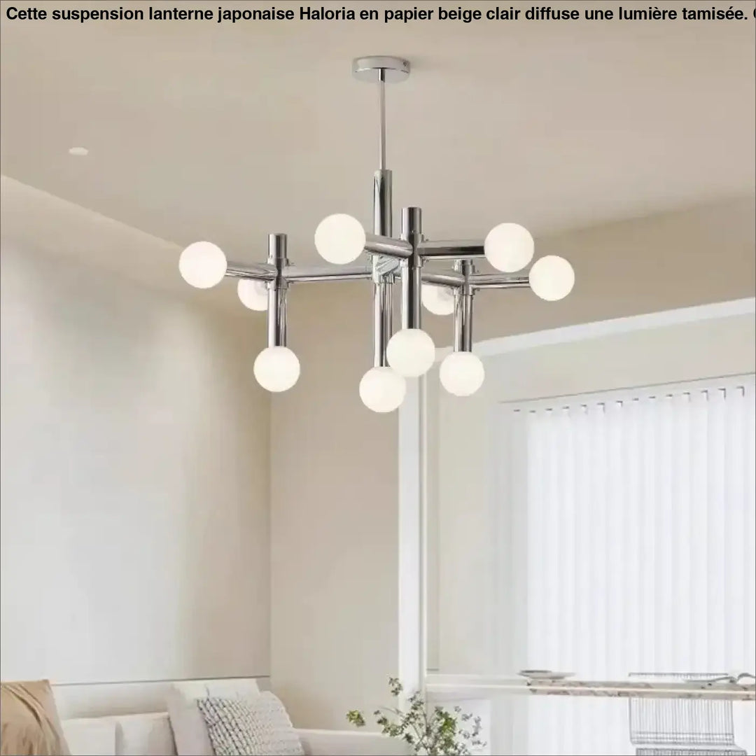 Suspension Branchée Chrome Avec Diffuseurs Sphériques

