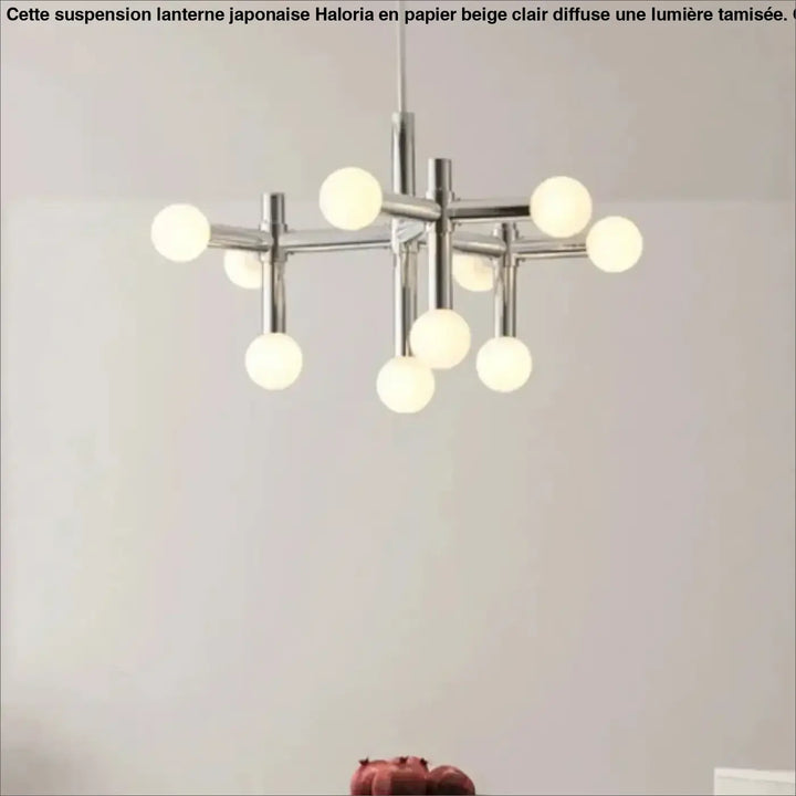 Suspension Branchée Chrome Avec Diffuseurs Sphériques

