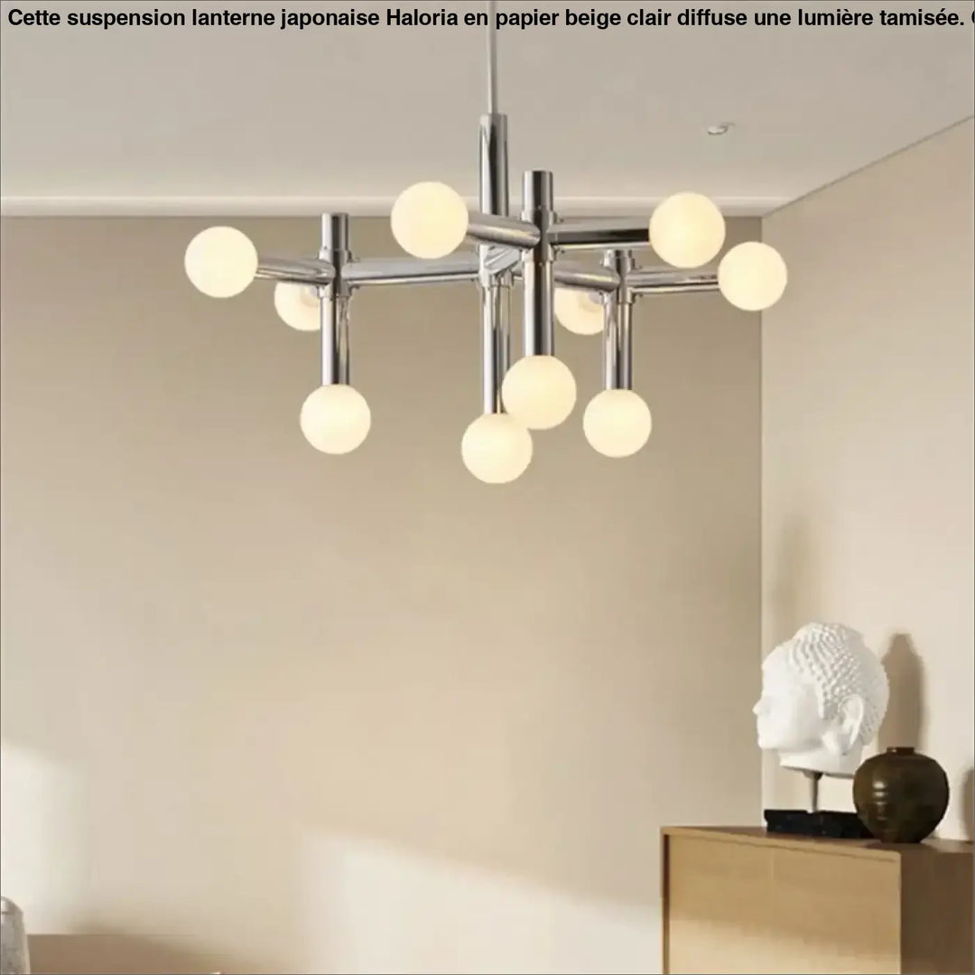 Suspension Branchée Chrome Avec Diffuseurs Sphériques

