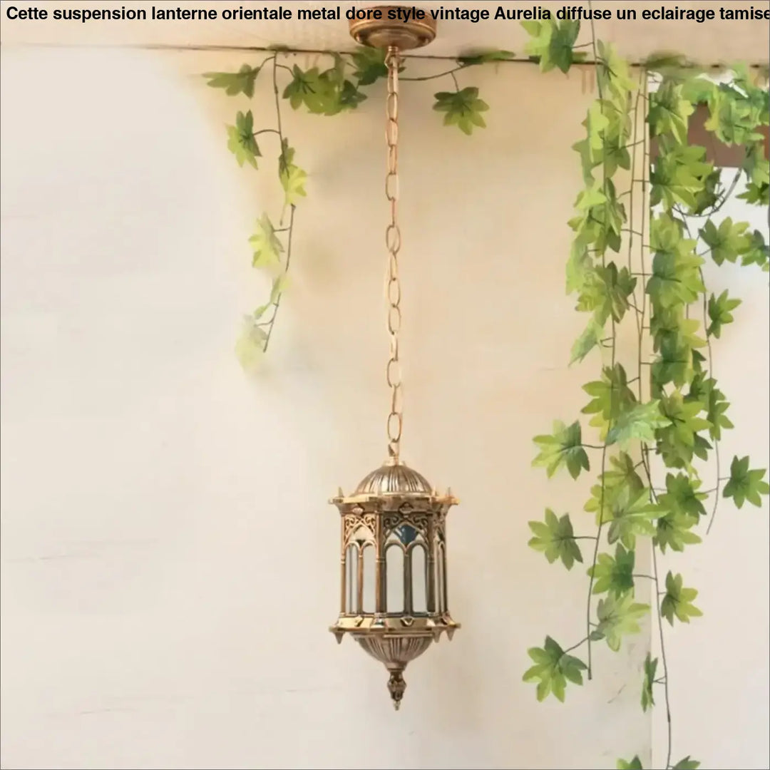 Suspension Lanterne Orientale Métal Doré Style Vintage