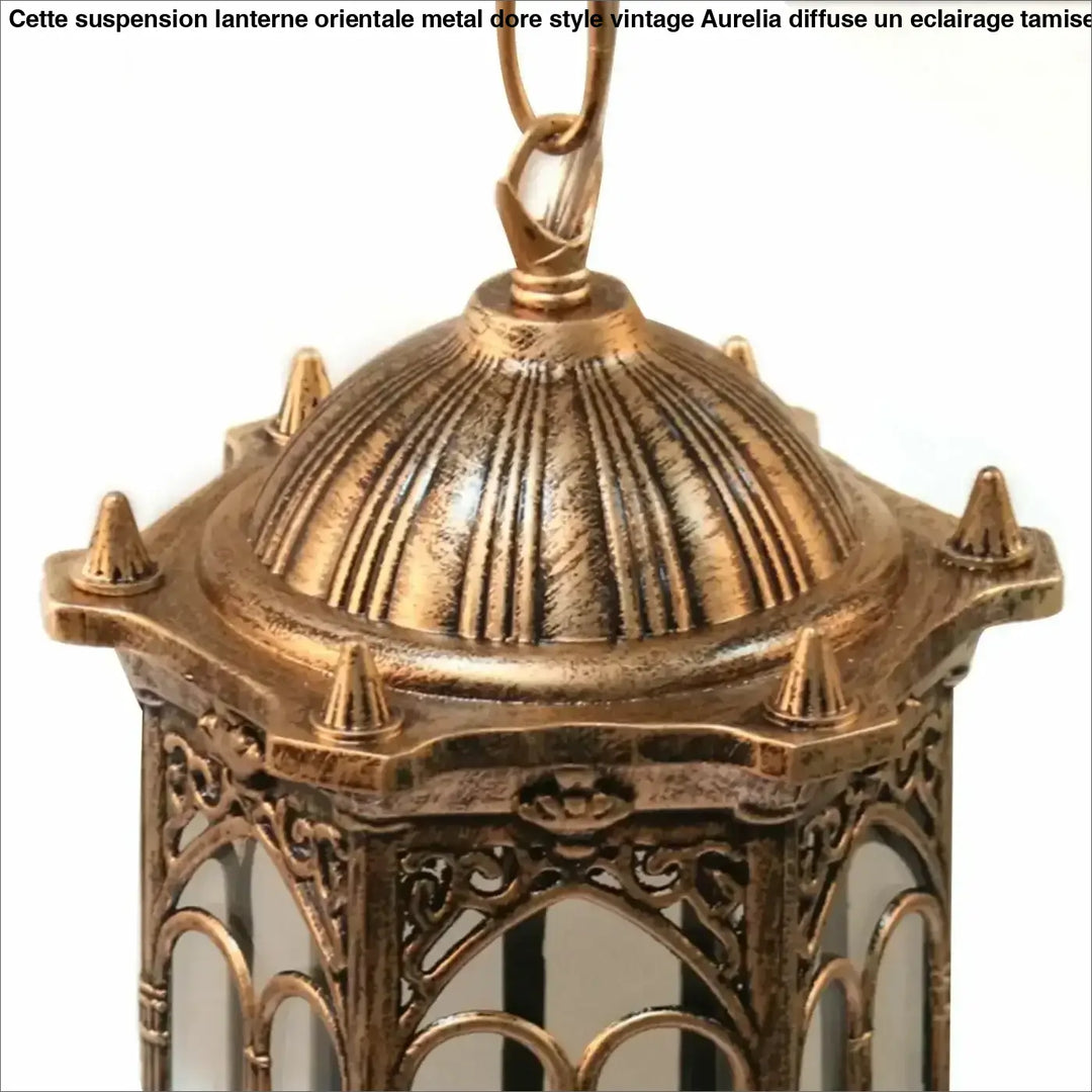 Suspension Lanterne Orientale Métal Doré Style Vintage