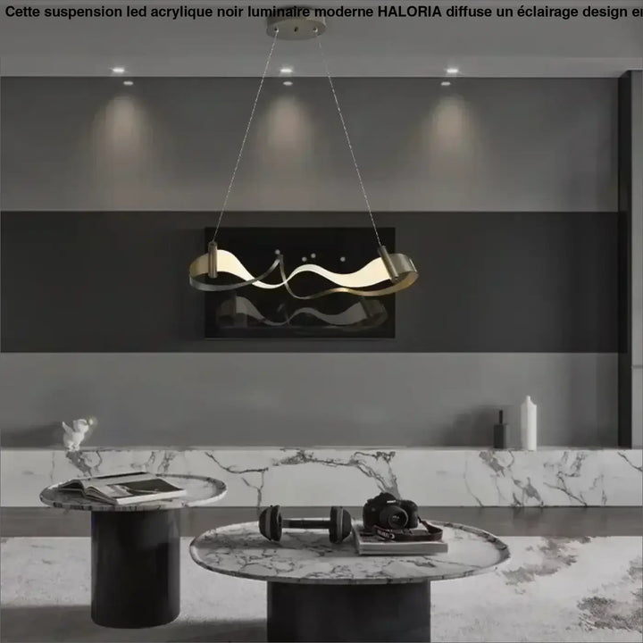 Suspension luminaire moderne design ondulé en métal doré