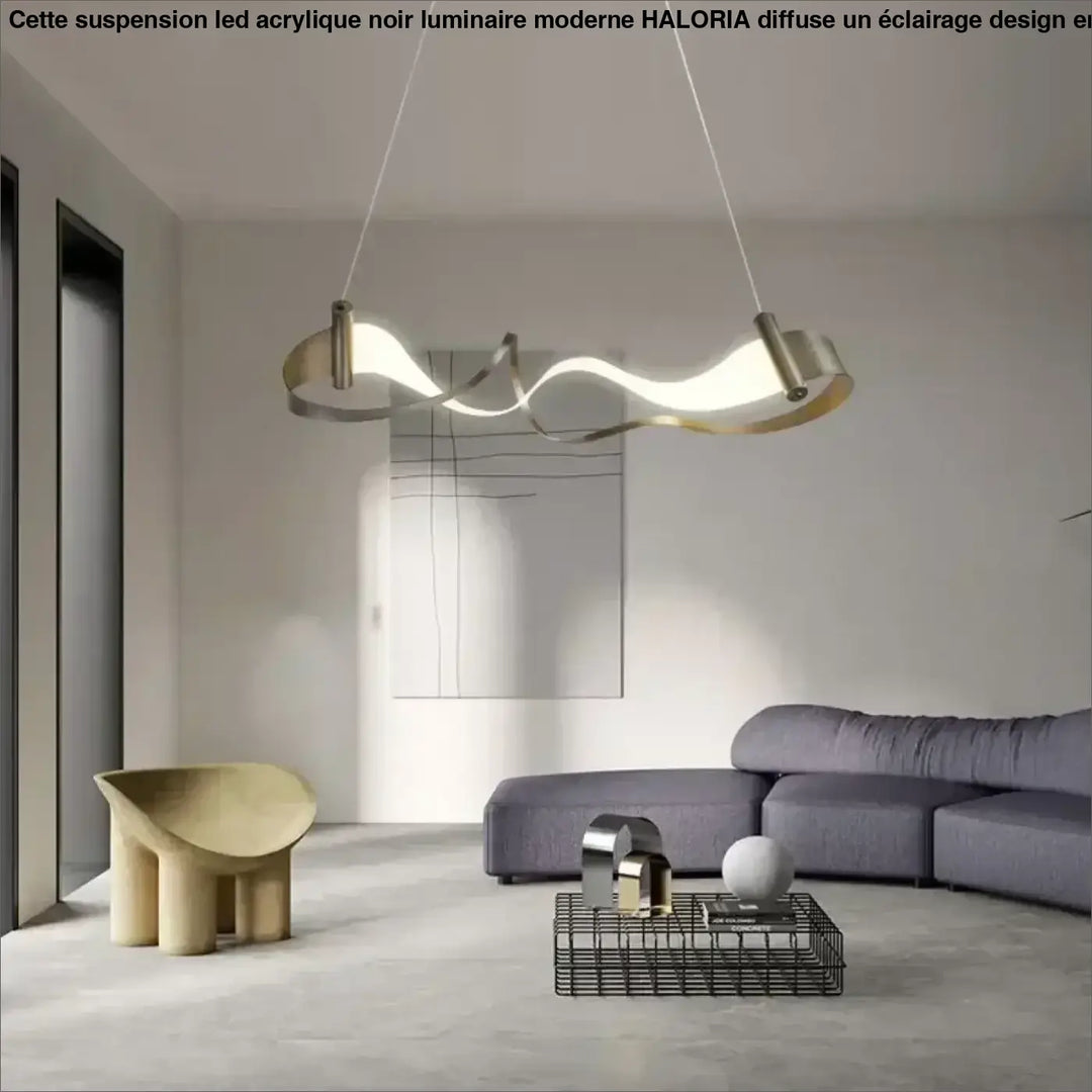 Suspension luminaire moderne design ondulé en métal doré