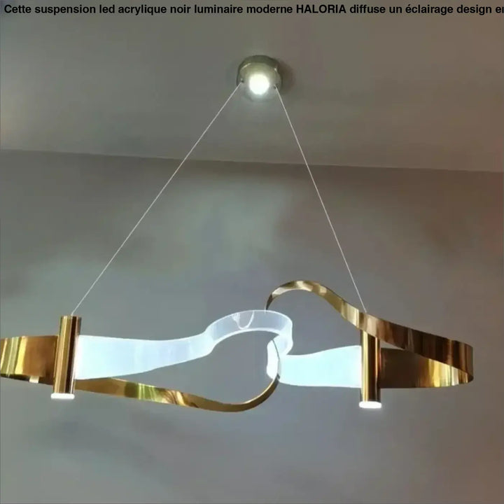 Suspension luminaire moderne design ondulé en métal doré