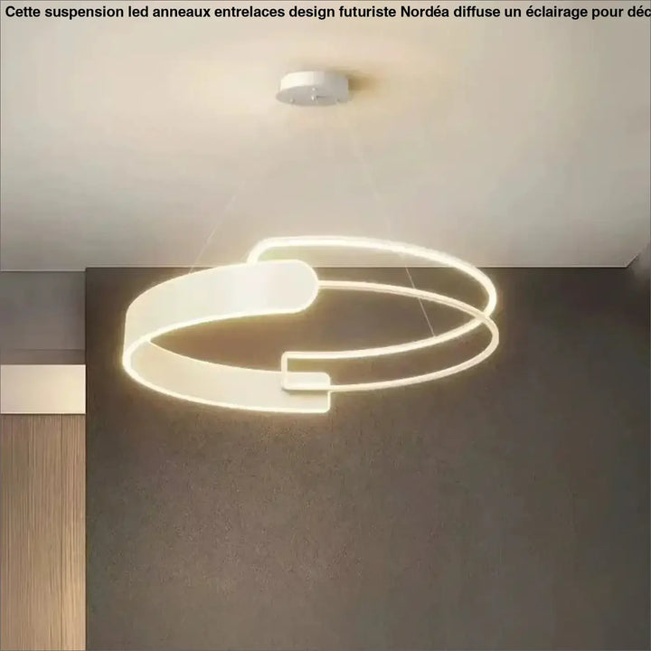 Suspension LED anneaux entrelacés design futuriste et épuré

