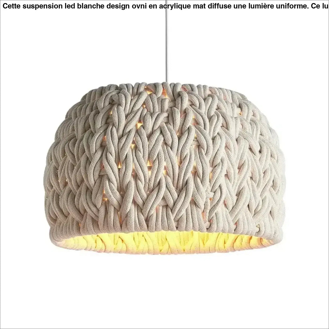 Suspension Tressée Design Beige En Laine Moderne

