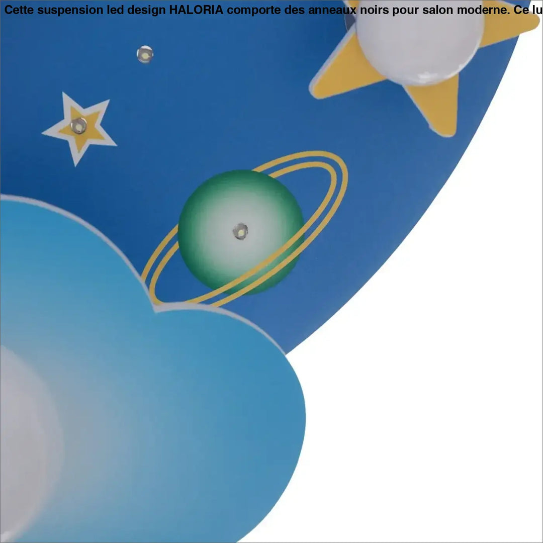 Plafonnier Enfant Fusée Ciel Étoilé Bleu Design Ludique

