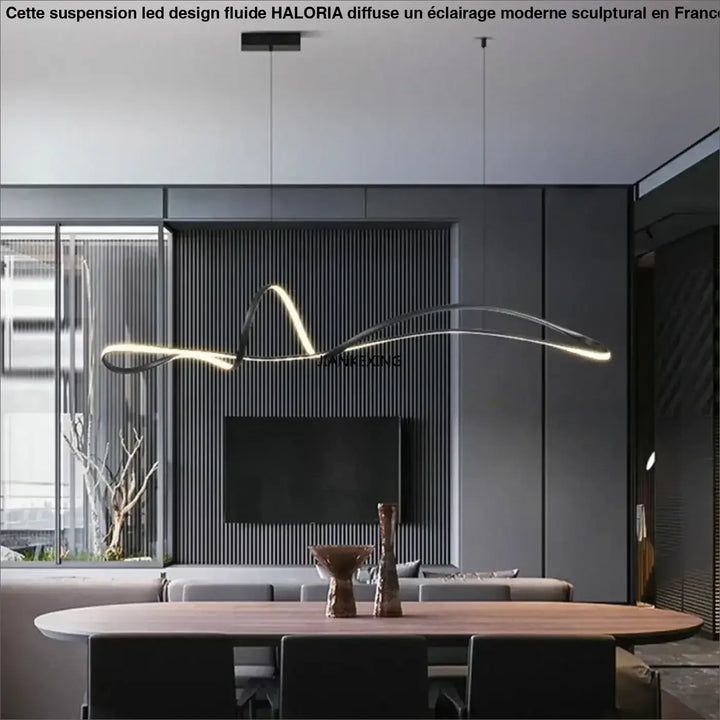 Suspension LED design fluide éclairage moderne et sculptural

