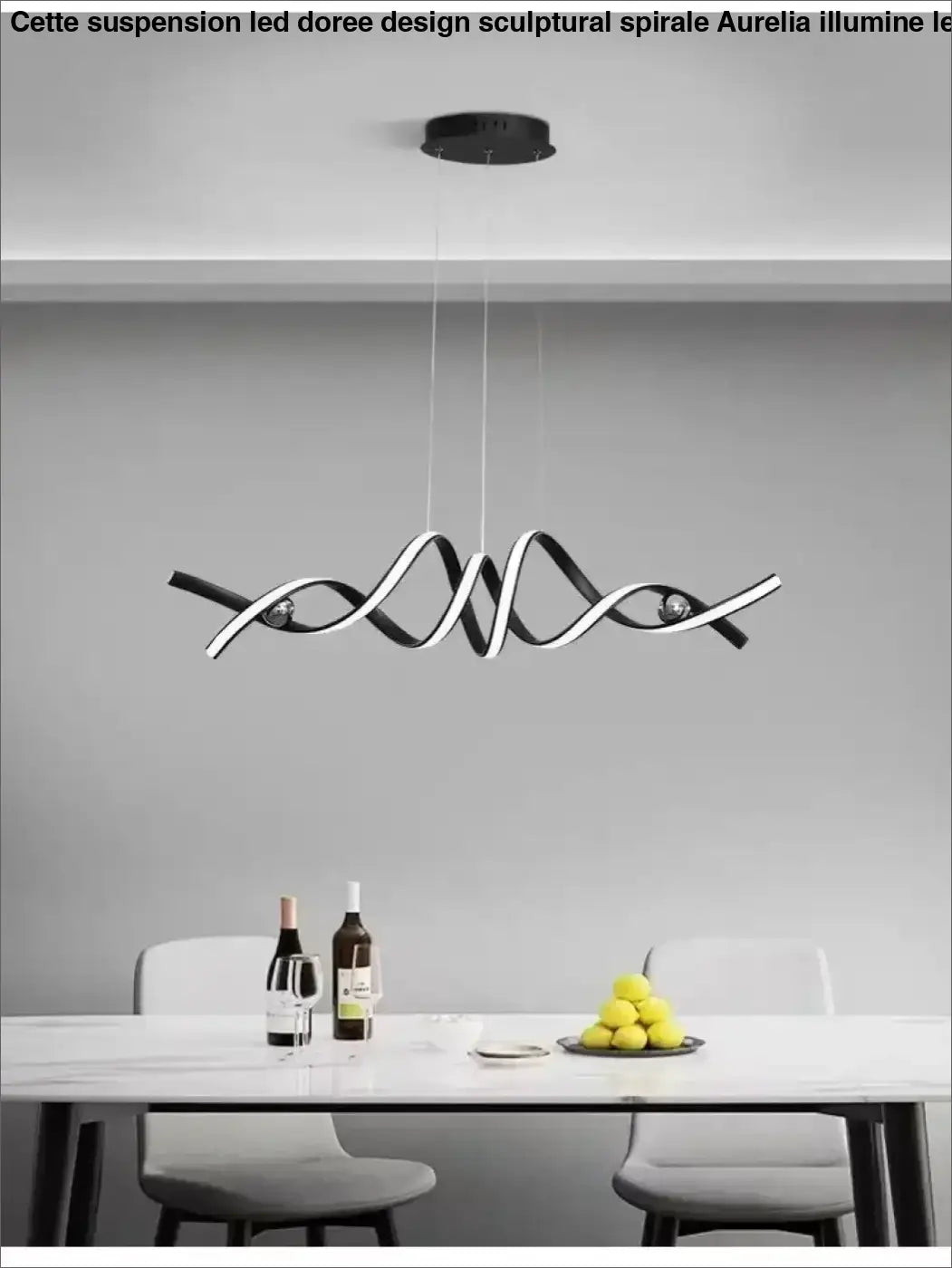 Suspension LED Dorée Design Sculptural Spirale Moderne et Élégante