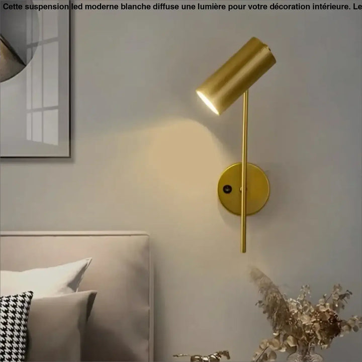 Applique murale led pivotante en laiton en finition noir ou doré