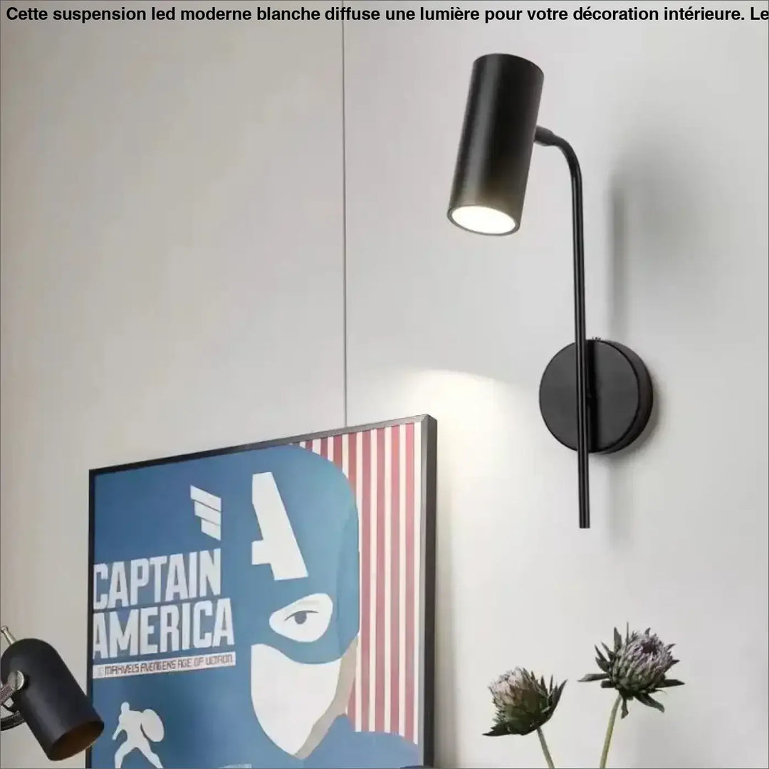 Applique murale led pivotante en laiton en finition noir ou doré