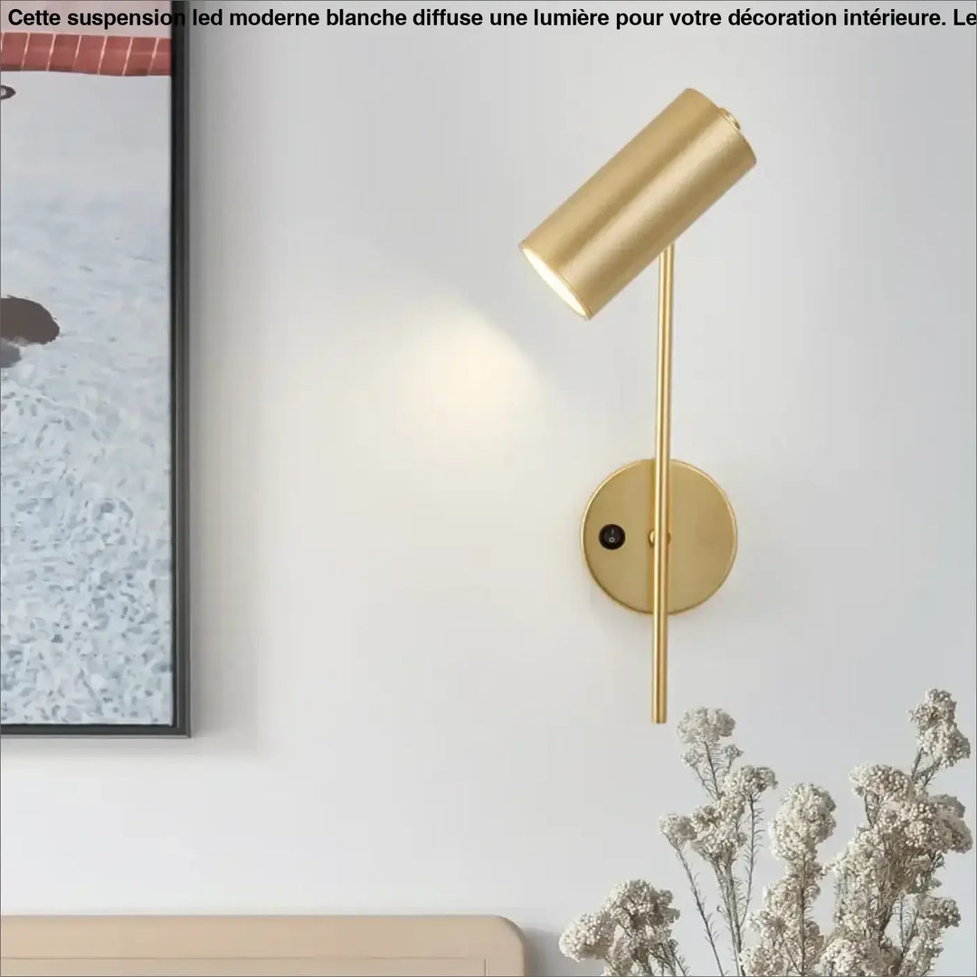 Applique murale led pivotante en laiton en finition noir ou doré