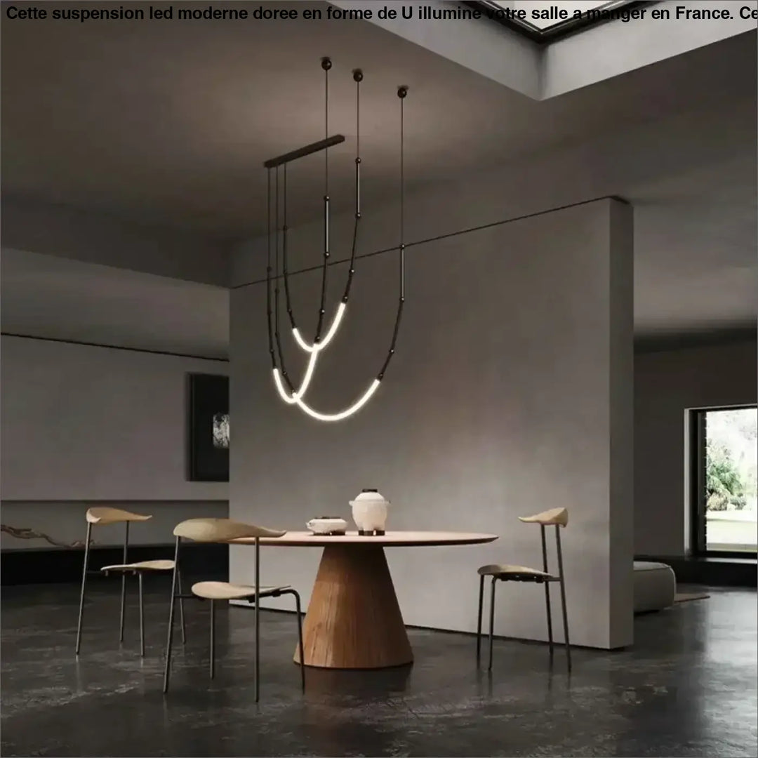 Suspension LED Moderne Dorée En U Pour Salle À Manger Stylé