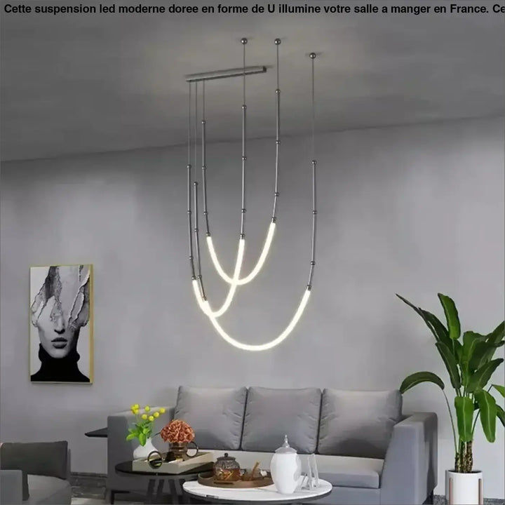 Suspension LED Moderne Dorée En U Pour Salle À Manger Stylé