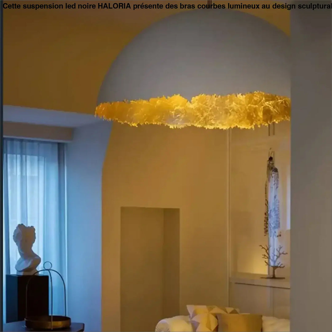 Suspension Design Craquelée Bord Doré Et Dôme Mat

