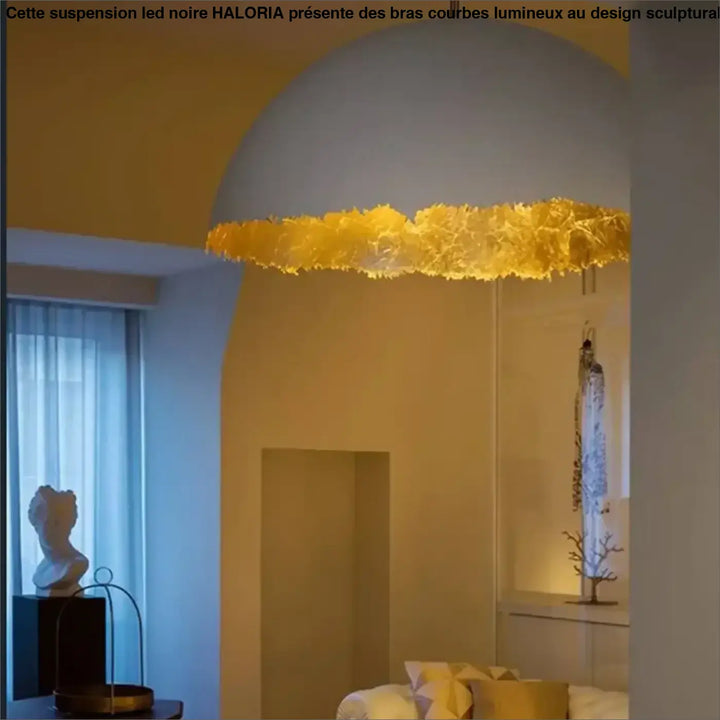 Suspension Design Craquelée Bord Doré Et Dôme Mat

