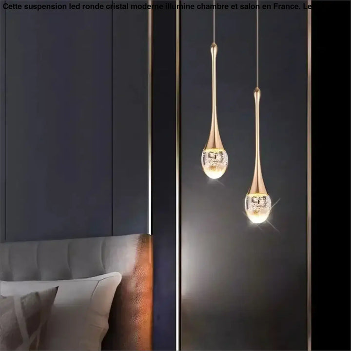 Suspension goutte dorée élégante en version 1, 2 ou 3 lampes