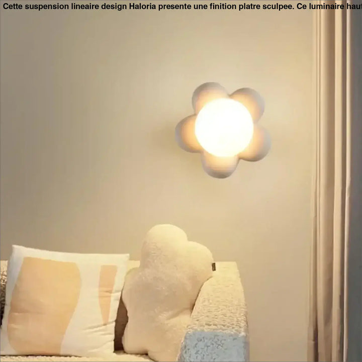 Applique Murale Enfant Fleur Rose Avec Globe Lumineux Central