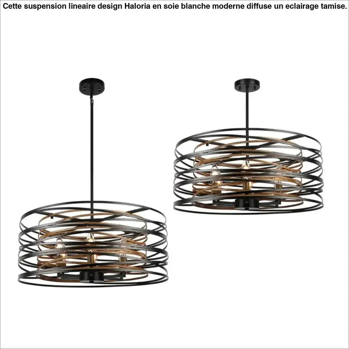 Suspension luminaire graphique noire à cercles concentriques
