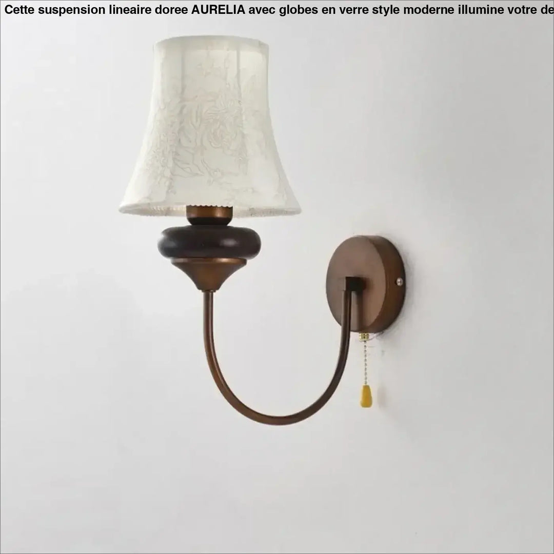 Applique murale classique en métal bronze avec un abat-jour en lin