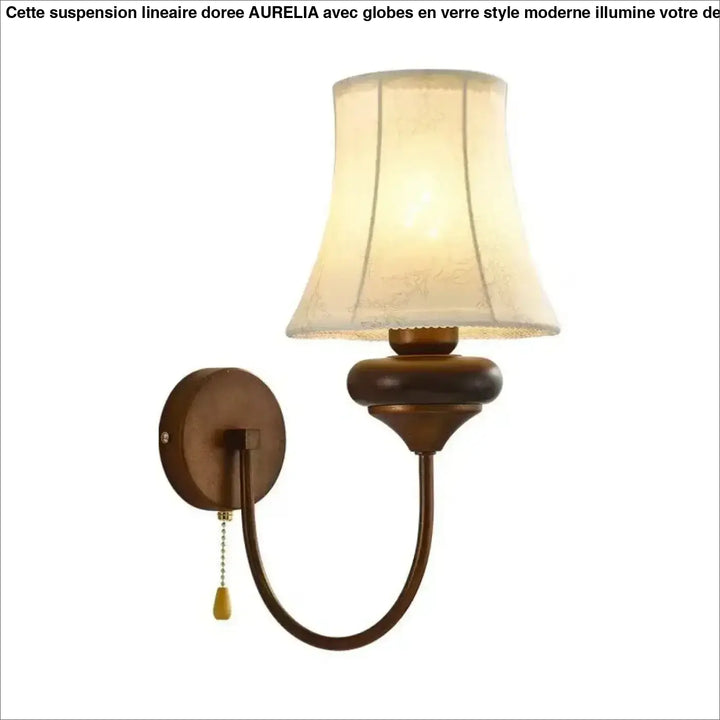 Applique murale classique en métal bronze avec un abat-jour en lin