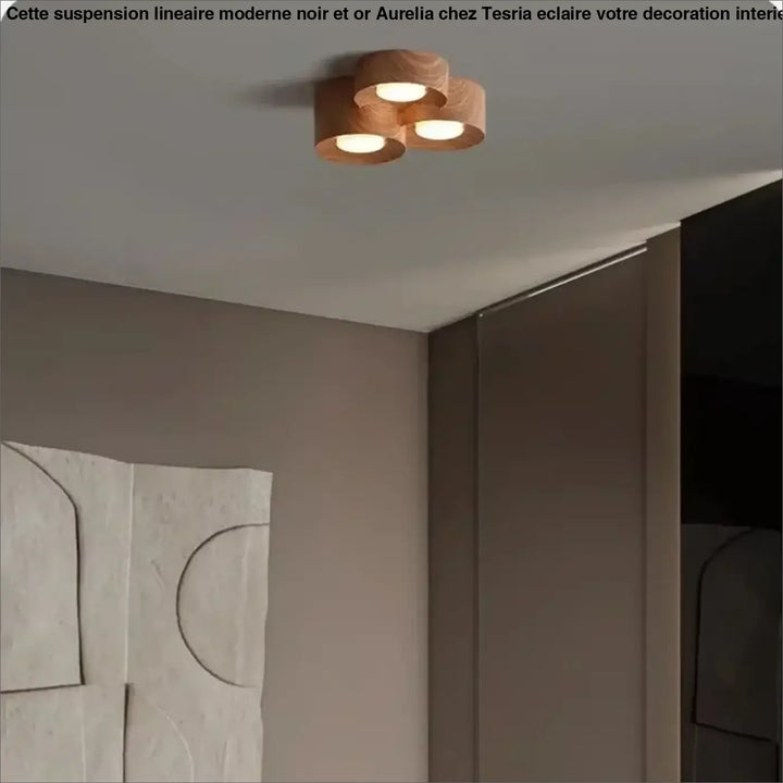 Plafonnier design led compact couleurs marron gris