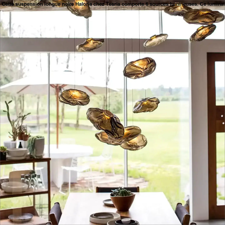 Suspension Design Sculpturale Abat Jour Verre Texturé