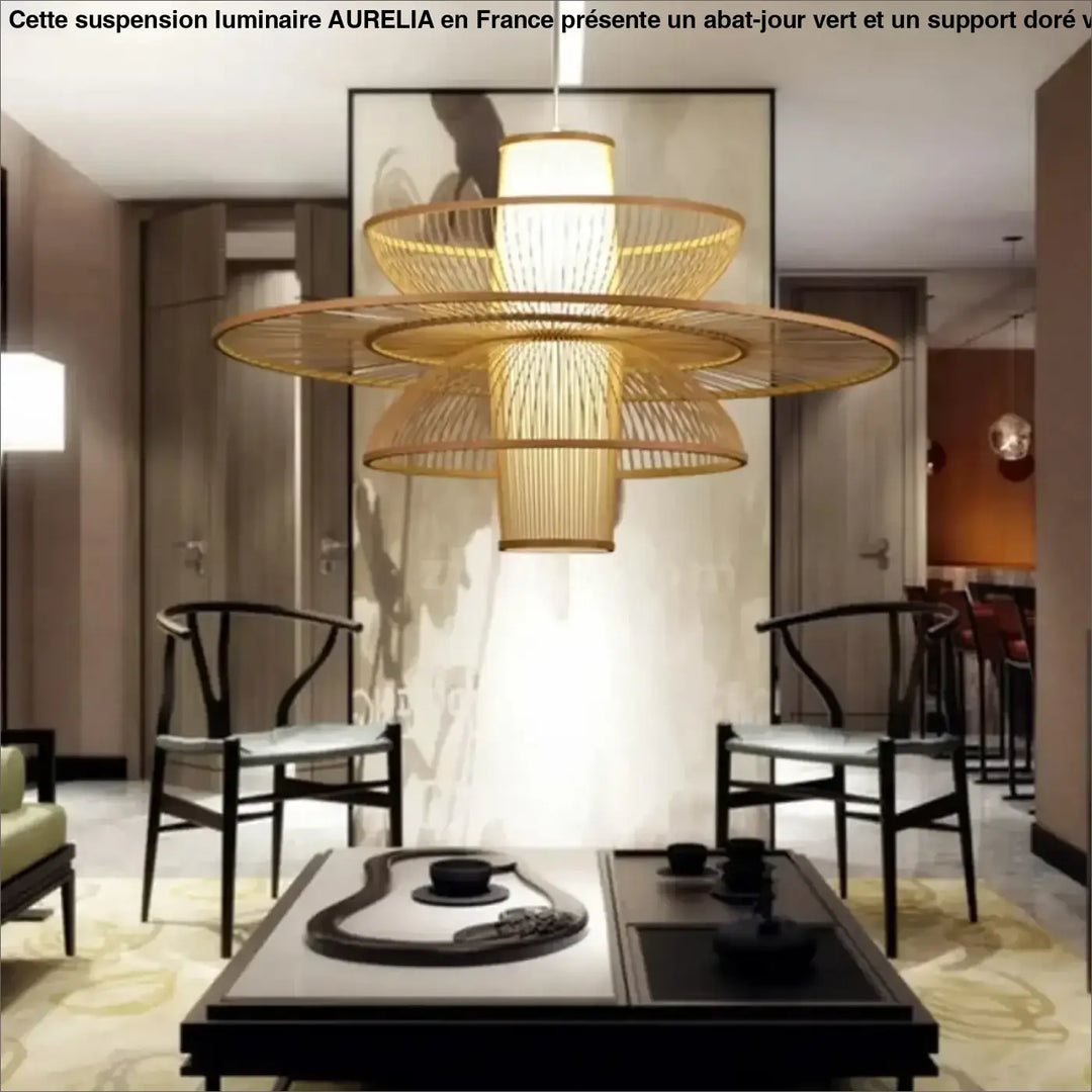 Suspension bambou design géométrique style zen et élégant

