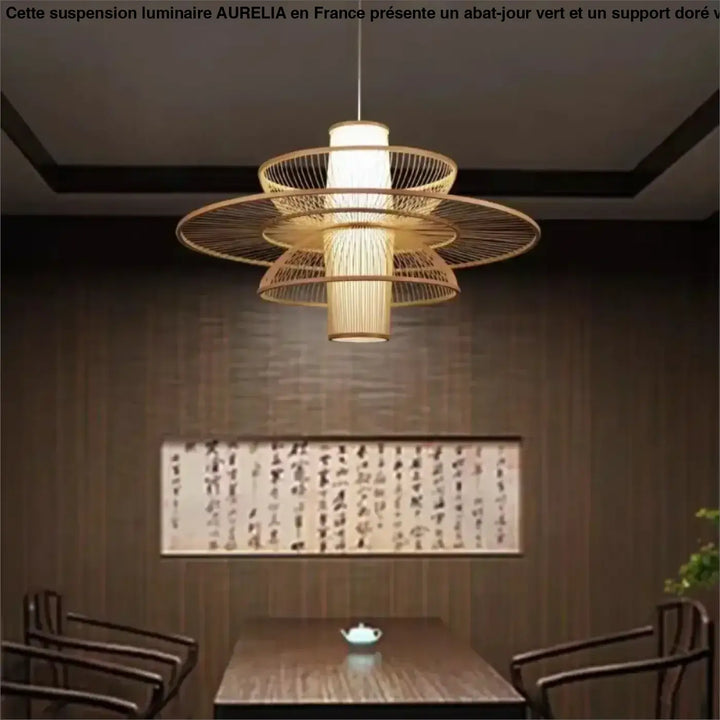 Suspension bambou design géométrique style zen et élégant

