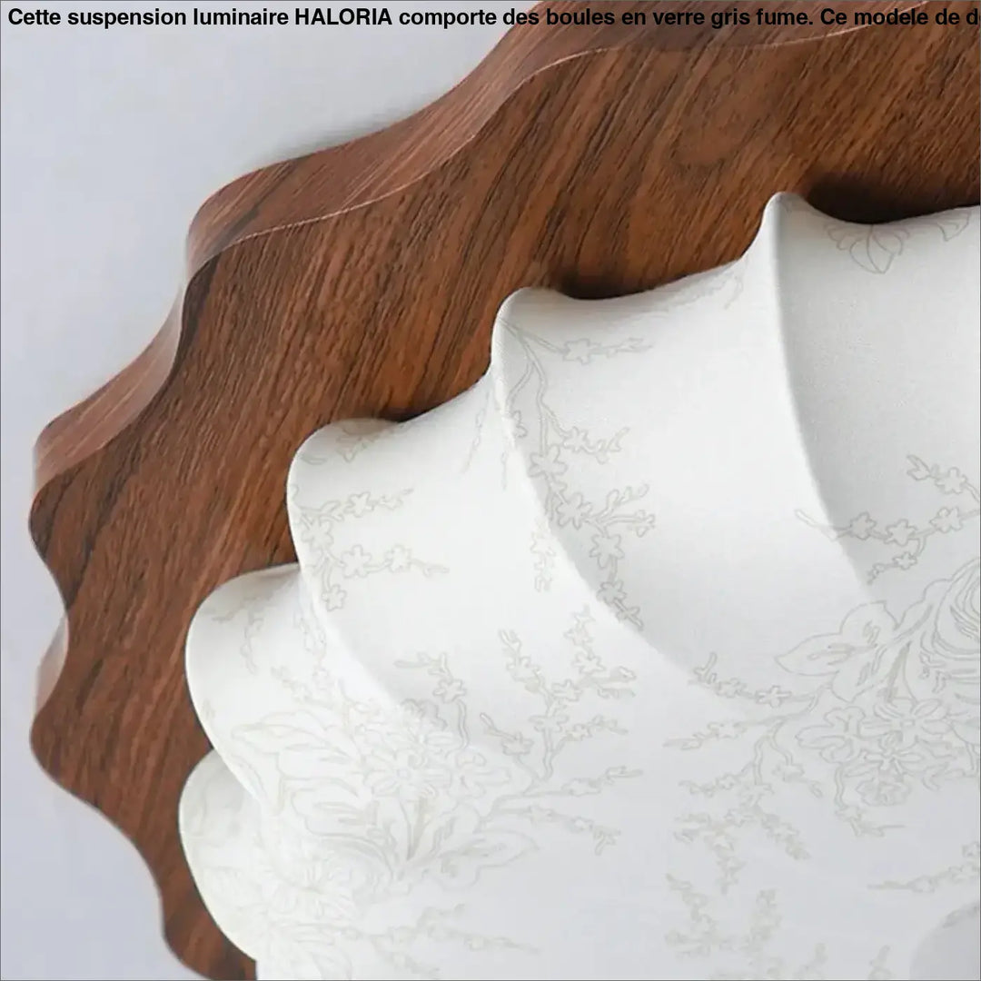 Plafonnier design en bois et tissu style lanterne vintage