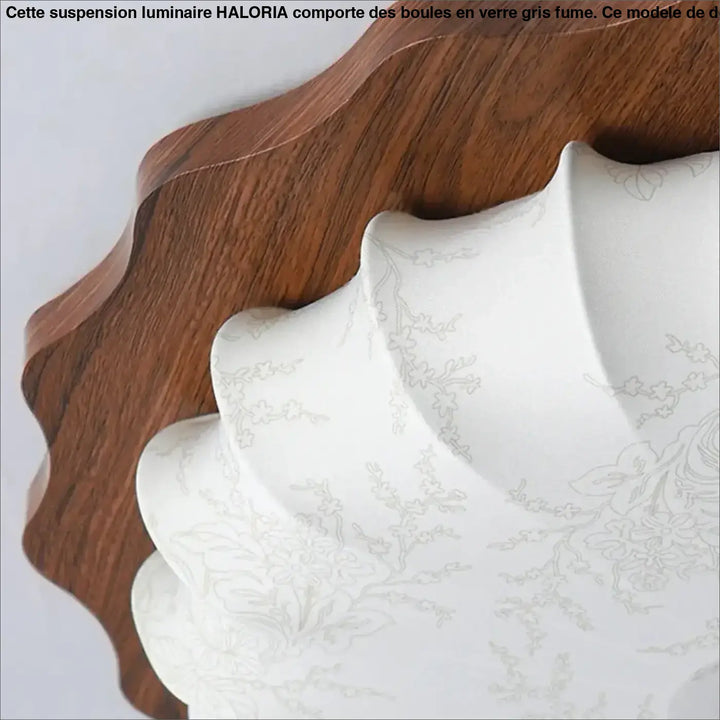 Plafonnier design en bois et tissu style lanterne vintage