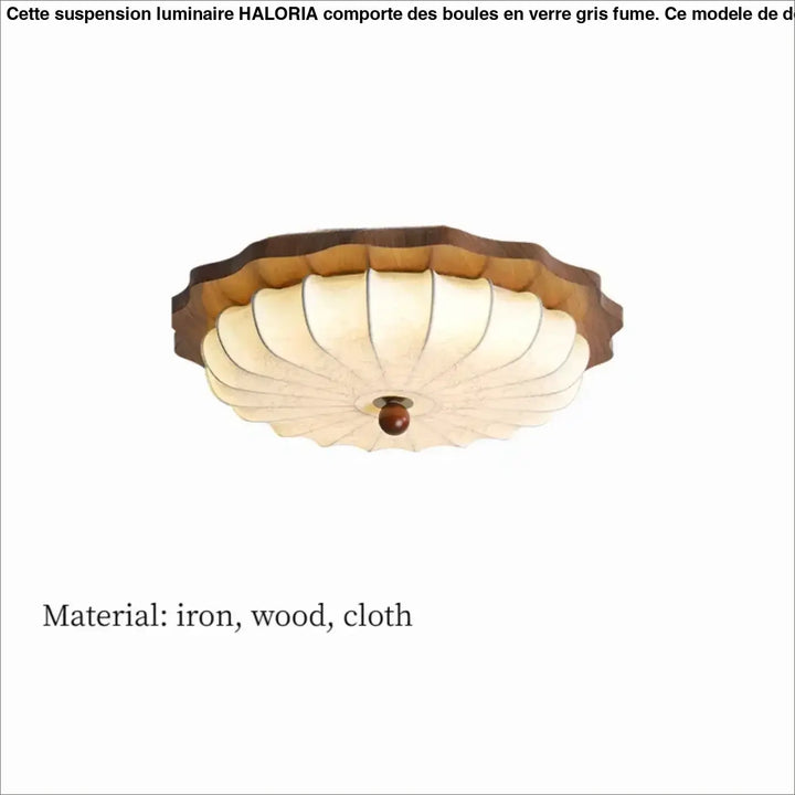 Plafonnier design en bois et tissu style lanterne vintage