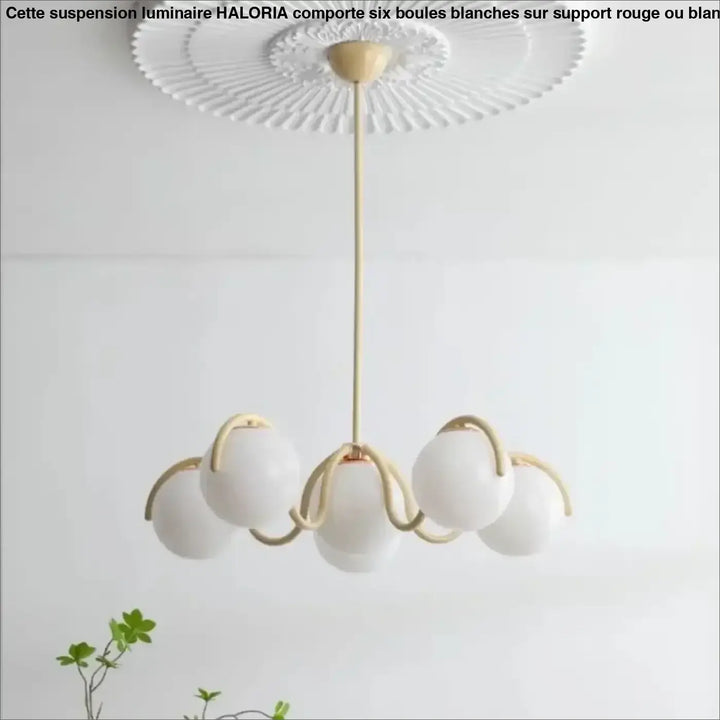 Suspension Luminaire À Support Avec 6 Boules Rondes Métal Verre