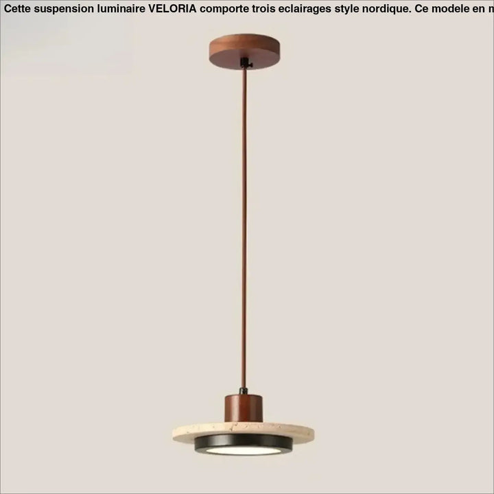 Suspension luminaire en marbre et bois naturel au design épuré