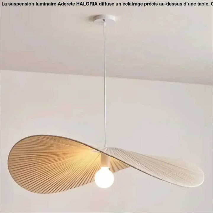 Suspension luminaire ondulée style japandi bois clair beige