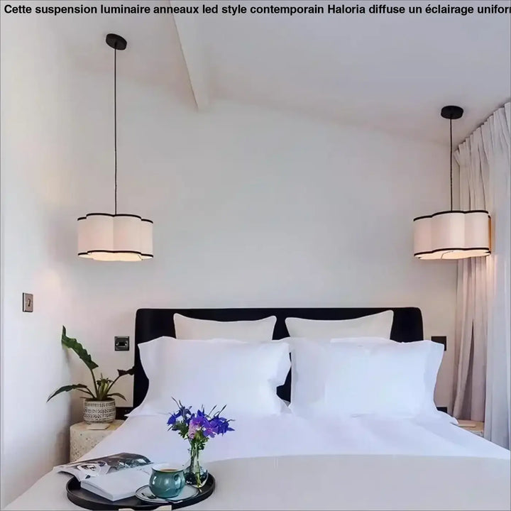 Suspension Luminaire Beige Contemporain Tissu Et Noir