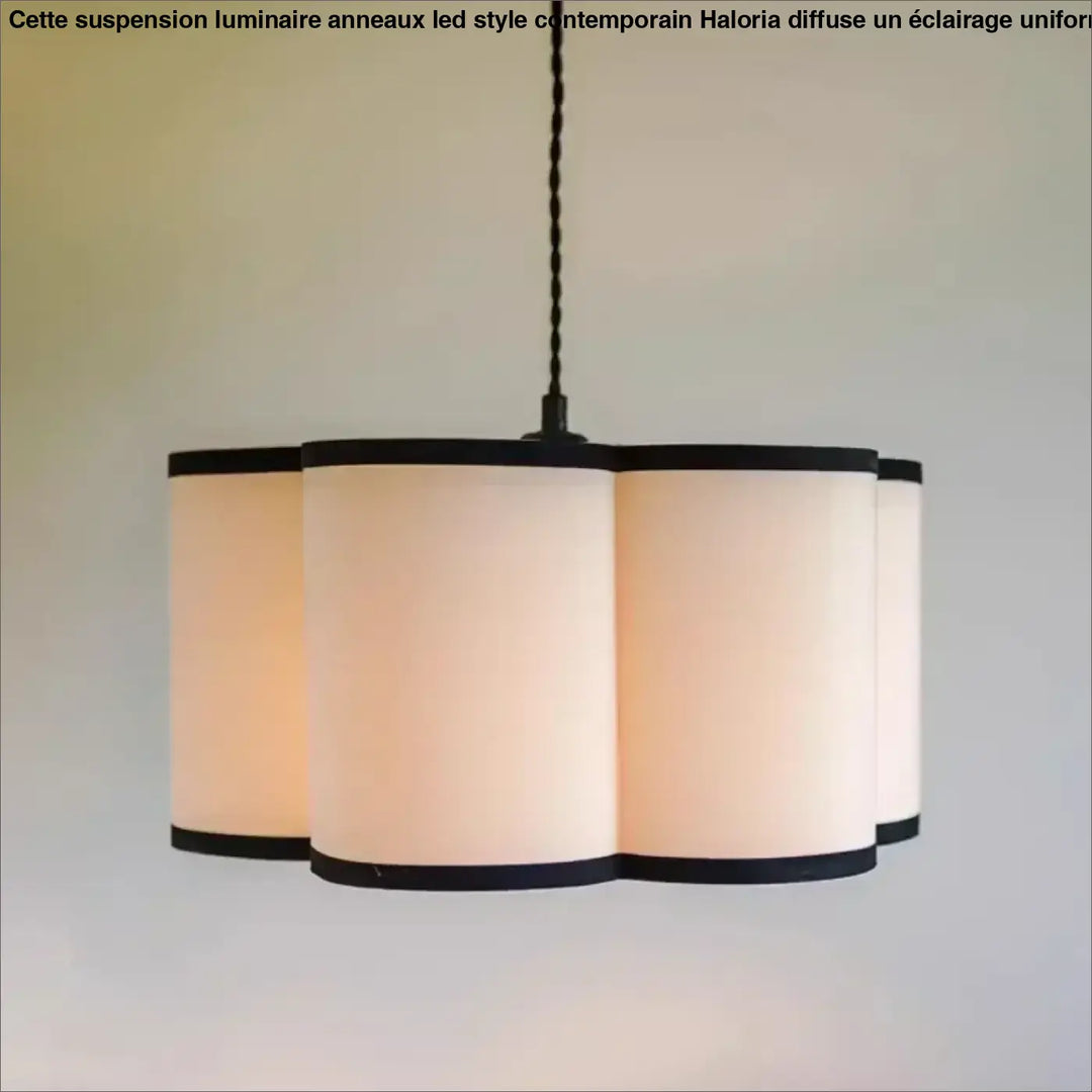 Suspension Luminaire Beige Contemporain Tissu Et Noir