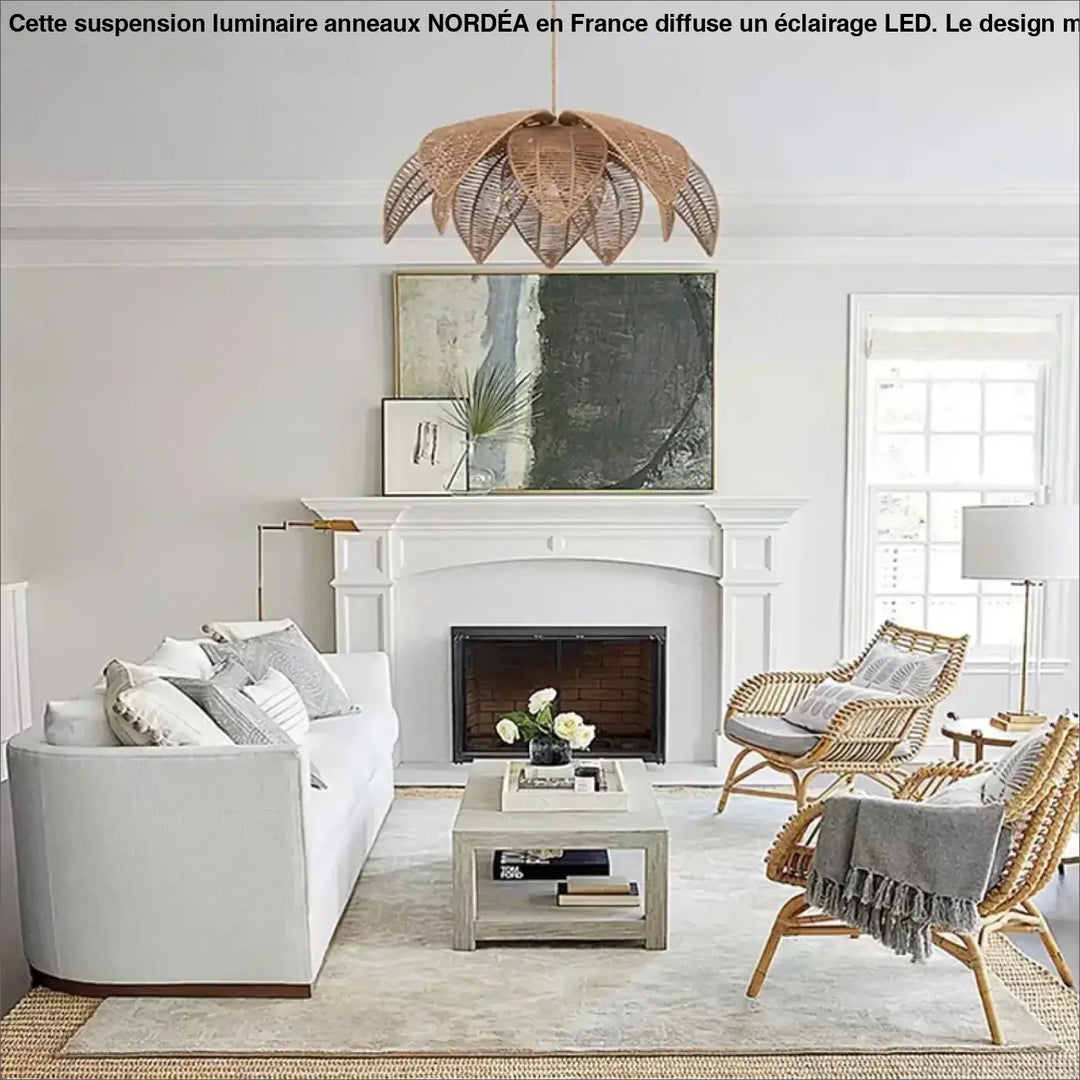 Suspension luminaire en rotin au style scandinave esprit bohème
