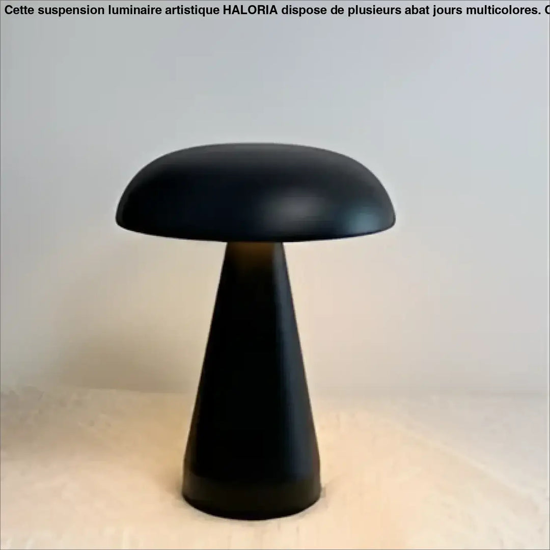 Lampe de table amelia en métal brossé noir mat forme champignon pour luminaire design en salle à manger