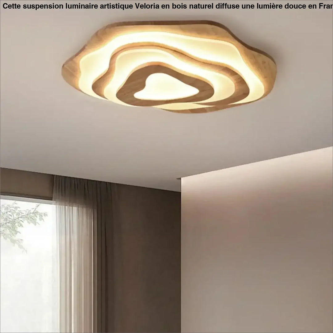 Plafonnier luminaire led organique en bois naturel chic