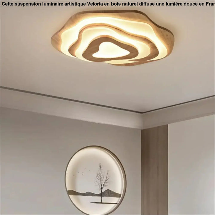 Plafonnier luminaire led organique en bois naturel chic